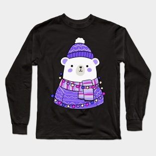 Cute Christmas polar bear illustration Long Sleeve T-Shirt